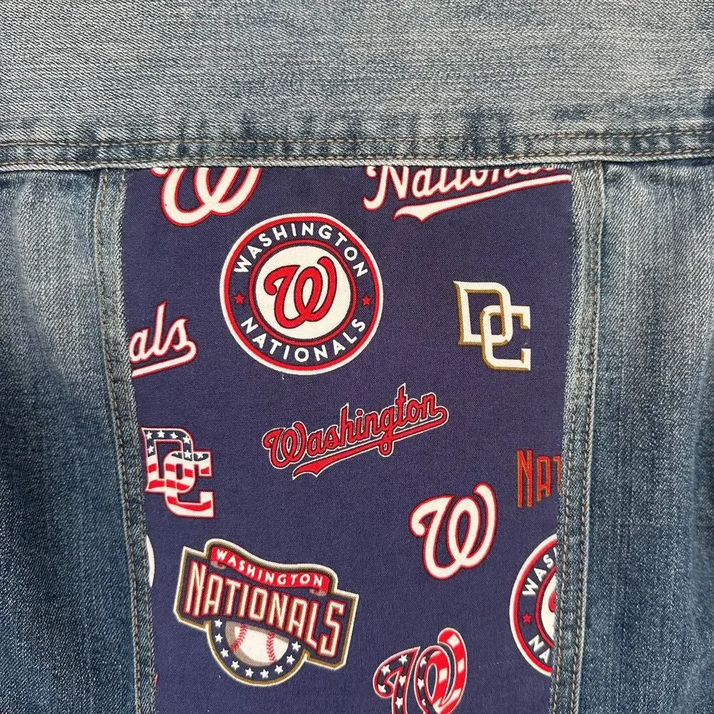 Upcycled Washington Nationals MLB Gapkids Med Jean Jacket